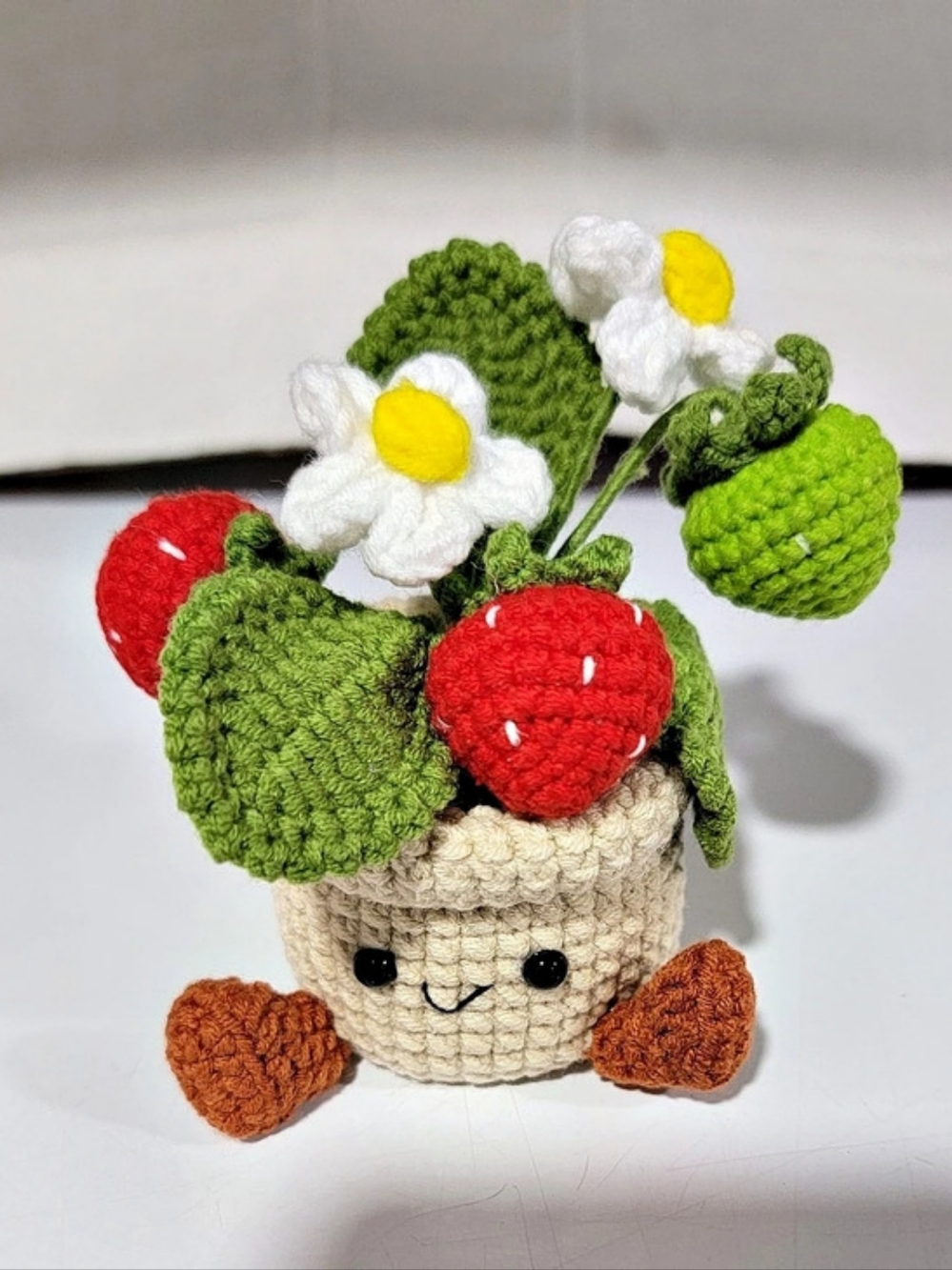 Handmade Crochet Strawberry Plant